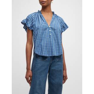 Veronica Beard Milly ruffled cotton blouse - white - L