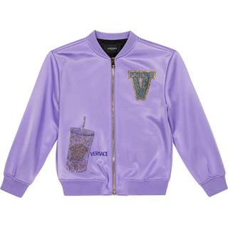 Versace Kids Embroidered varsity jacket - purple - Y 6
