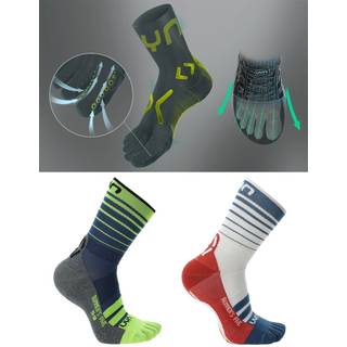 UYN Runner's Five Running Socks Men - Blue, Yellow, Size 42 - 44 - blue