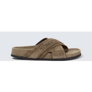 Tom Ford Logo suede slides - green - EU 41