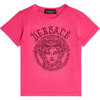 Versace Kids Medusa embellished cotton-blend T-shirt - pink - Y 4