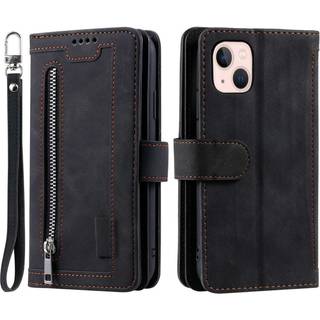 iPhone 14 Læder Cover m. Pung & Magnetlås - Sort