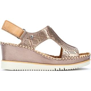 Pikolinostil kvinder. W3Z-1775CLC1 Læder sandaler Aguadulce bronze -Højde 7 cm kile (42), 5-8 cm, Velcro, Casual