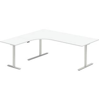 Hæve-sænkebord DNA, Hvid 2000x1800 mm Venstre 3-ben/Alugrå