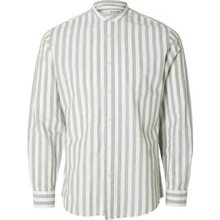 Selected SLHSLIMNEW-LINEN SHIRT LS BAND W Desert Sage Stripes