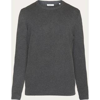 KnowledgeCotton Apparel Vagn Bubble Knit Cotton Crew Neck Dark Grey Me