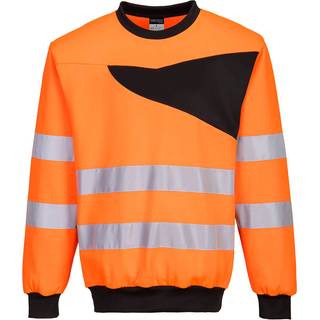 PW2 Hi-Vis Sweatshirt med rund hals - Orange/Sort (Størrelse: M)