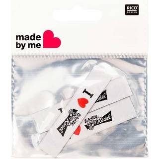 Webetiketten I love Wolle Rödel weiß 2x8cm 3 Stück - Weiß