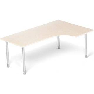 Office skrivebord højrevendt 180x120cm birk med alugråt stel