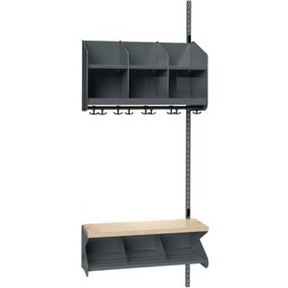 BST garderobe påbygningssektion model C 3 pladser 750mm mørk grå