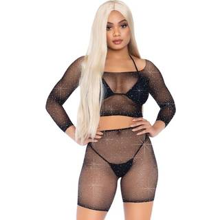 2 pc rhinestone fisknet lang s - o / s / sort