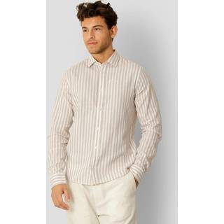Jamie cotton/linen striped shirt - Sand Melange / Ecru