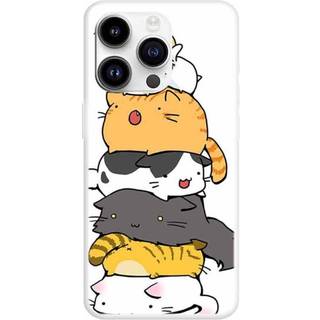 iPhone 15 Pro Fleksibelt Plastik Cover m. Print - Stablede Katte