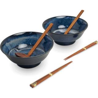 Japansk ramen skålsæt, 6 dele, komplet til 2 personer - Izayoi Ø22 cm