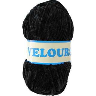 Velour garn 100g - Sort 001 (På lager i varehus)