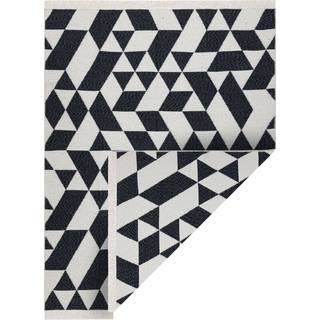 Tæppe TWIN 22992 geometrisk, bomuld, dobbeltsidet, Økologiske frynser - sort / creme 120x170 cm