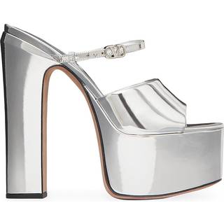 Valentino Garavani Tan-Go 155 patent leather platform mules - silver - EU 41.5