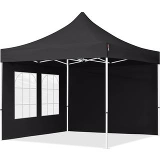 3x3m, stål, easy-up-pavillon, 2 sidedele, sort - (59040)