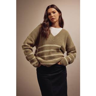 Lts Tall Brown Vneck Stripe Jumper 22-24 Lts | Tall Women's Sweaters & Jumpers