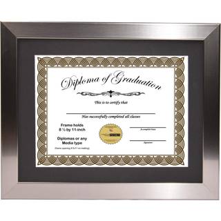 Kreative billedrammer 11 x 14 rustfrit stål finish Diplomramme med sort mat til at holde 8,5 med 11-tommer gradueringsdokumenter m/stativ og vægb