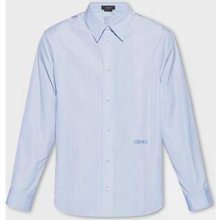 Versace Embroidered pinstriped cotton shirt - blue - EU 43