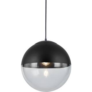 Retro pendellampe sort med klart glas 35 cm - Eclipse