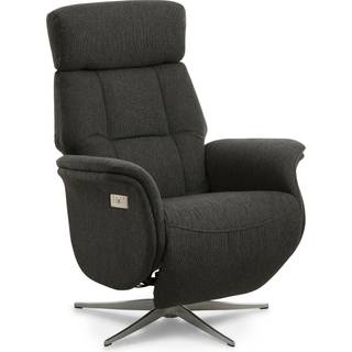 Mars lænestol - Grå Stof - INDBYGGET Fodskammel - Ryg, skammel og nakke funktion.