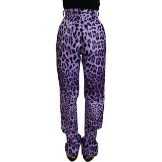 Dolce & Gabbana Lilla Leopard Print High Waist Bukser & Jeans