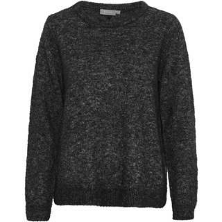 Langærmet Striktrøje, Charcoal Melange, S