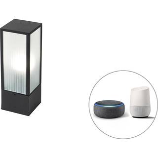 Smart stående udendørslampe sort med ribbet glas 40 cm inkl. Wifi A60 - Charlois