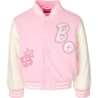 Barbie Little Girls French Terry Varsity Bomber Jacket Pink 4