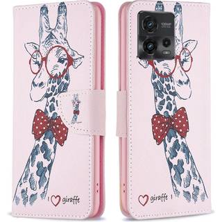 Motorola Moto G72 Læder Flip Cover m. Pung - Giraf