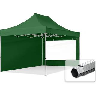 3x4,5m, aluminium, easy-up-pavillon, 2 sidedele, mørkegrøn - (600211)