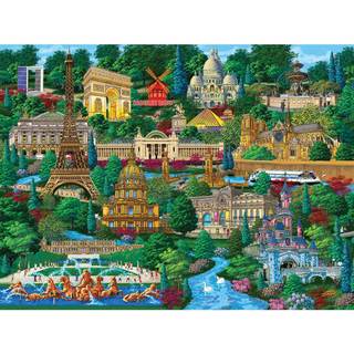 Bit og stykker - 300 store stykke puslespil for voksne - Paris City View - 300 PC France Jigsaw af kunstneren Joseph Burgess