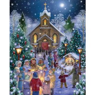 Vermont Christmas Company Midnight Mass Jigsaw Puzzle 1000 Piece 30 """" X24 """" - Puslespil til voksne - Fuldt sammenl?sende stykker - Unikke tilf?