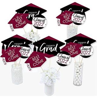 Big Dot of Happiness Maroon 2024 Graduation Party Centerpiece Sticks - Table Toppers - S?t p? 15