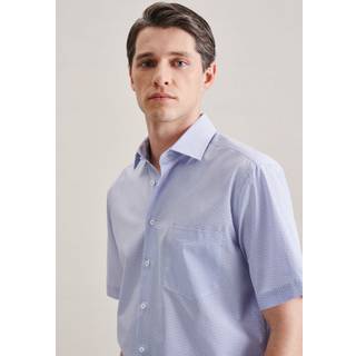 Seidensticker Herren Kurzarmhemd blau gemustert