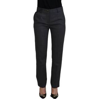 Dolce & Gabbana Grå Stripes Uld Tapered Dame Bukser & Jeans