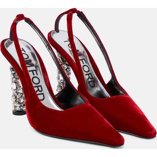 Tom Ford Embellished velvet slingback pumps - red - EU 36