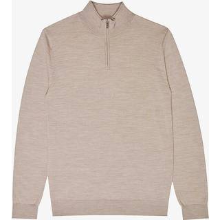 Reiss Reiss Wheat Melange Blackhall Merino Wool Half-Zip Jumper