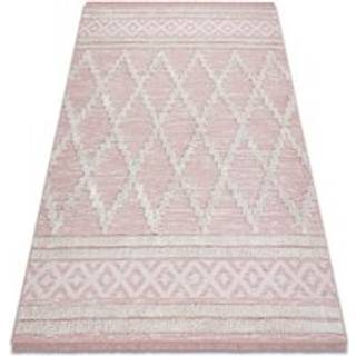 Tæppe MOROC Roma22297 Økologisk, EKO SISAL kvaster - to niveauer af fleece lyserød / fløde, tæppe af genbrugt bomuld 117x170 cm