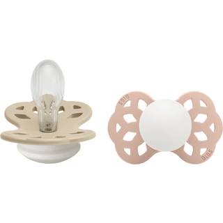 BIBS Symmetrisk Infinity Sut - 2-Pak - Str. 2 - Silikone - GLOW - Blush/Vanilla