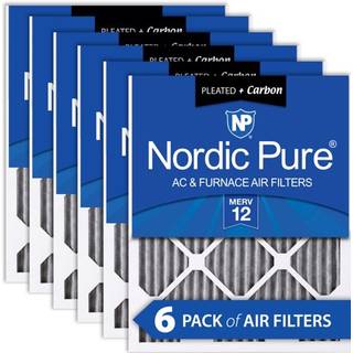 Nordic Pure 20x20x1 (19 1/2 x 19 1/2 x 3/4) Furnace Air Filters Merv 12 plisset plus carbon 6 -pakke
