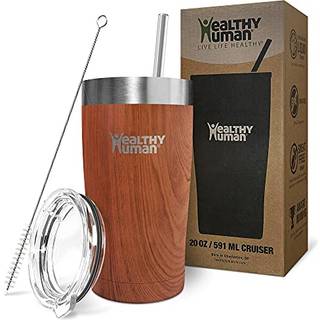 Sund menneskelig rustfrit stål tumbler med halm & låg | Splash Proof Isoleret rejsekop | Miljøvenlig kaffetumblere | Vandkopper med strårenser og