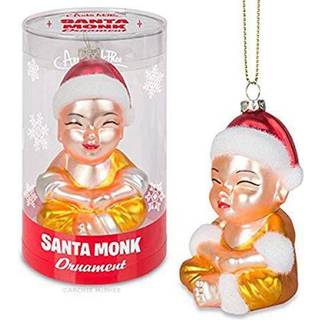 Santa Monk Glass Holiday Ornament