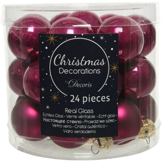 Decoris Mini Julekugler Glas Lilla - 24 stk