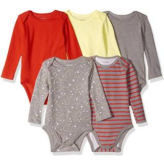 Hanes baby langærmet Ultimate Flexy Bodysuits Boys & Girls 5-Pack Yellow/Reds 0-6 måneder