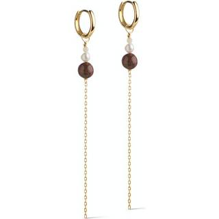 Jana Hoops Øreringe, Light Yellow/Pearl/Brown
