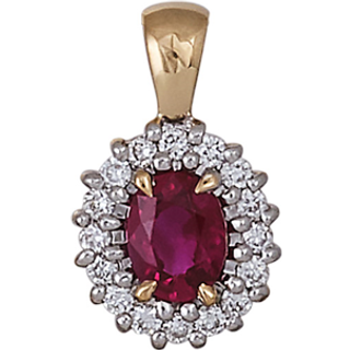 Siersbøl 14kt. guldvedhæng med rubin og diamant 0.07ct W/Si