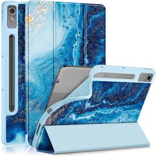 Lenovo Tab P12 Tri-Fold Kunstlæder Flip Cover m. Pen Holder - Vand